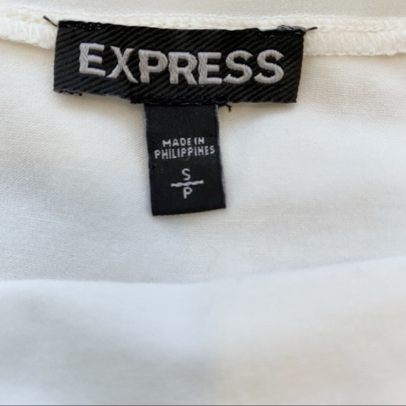 Express Sheer & Lace Short Sleeve Ivory Top Tee - Picture 7 of 7